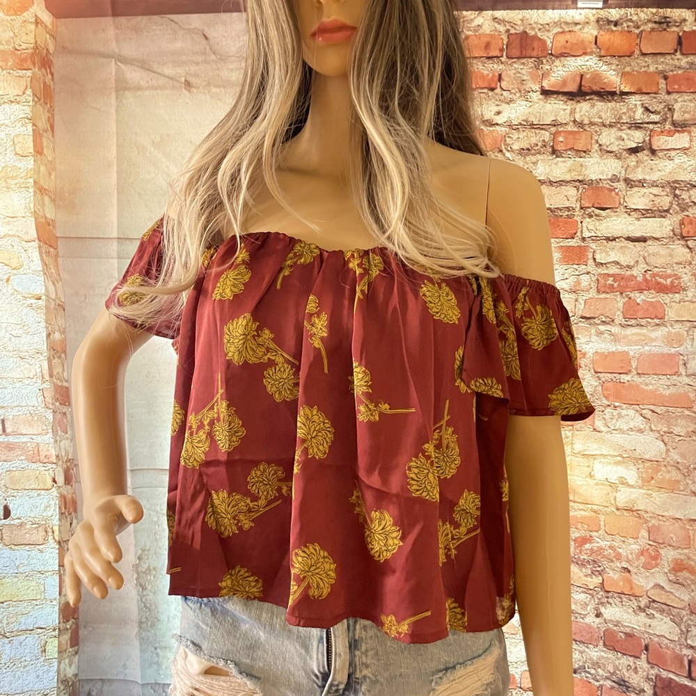 Honey Belle | Gold Floral Off the Shoulder Top NWT
